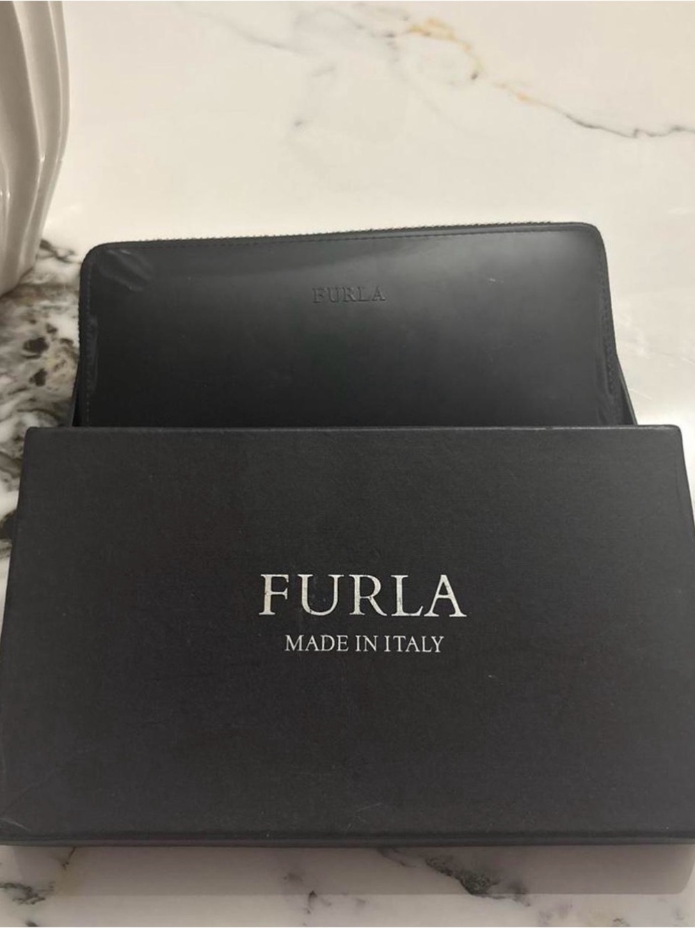 Furla Black patent Leather women’s zip around wallet